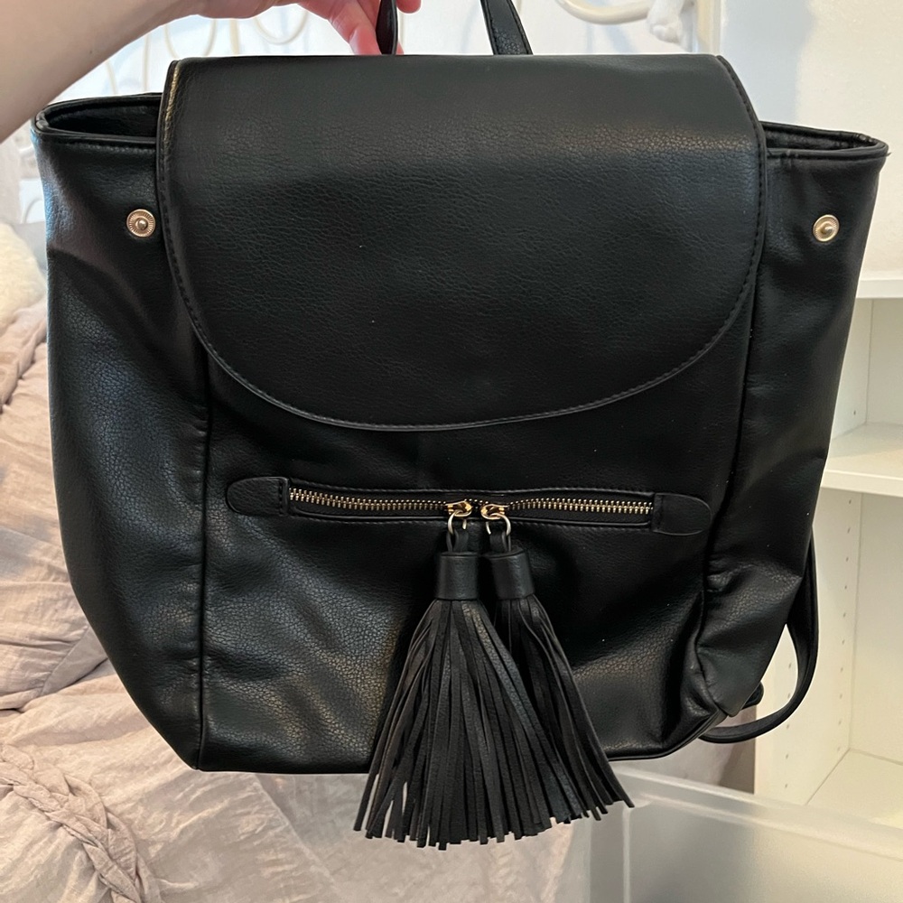 Forever 21 black tassel backpack
